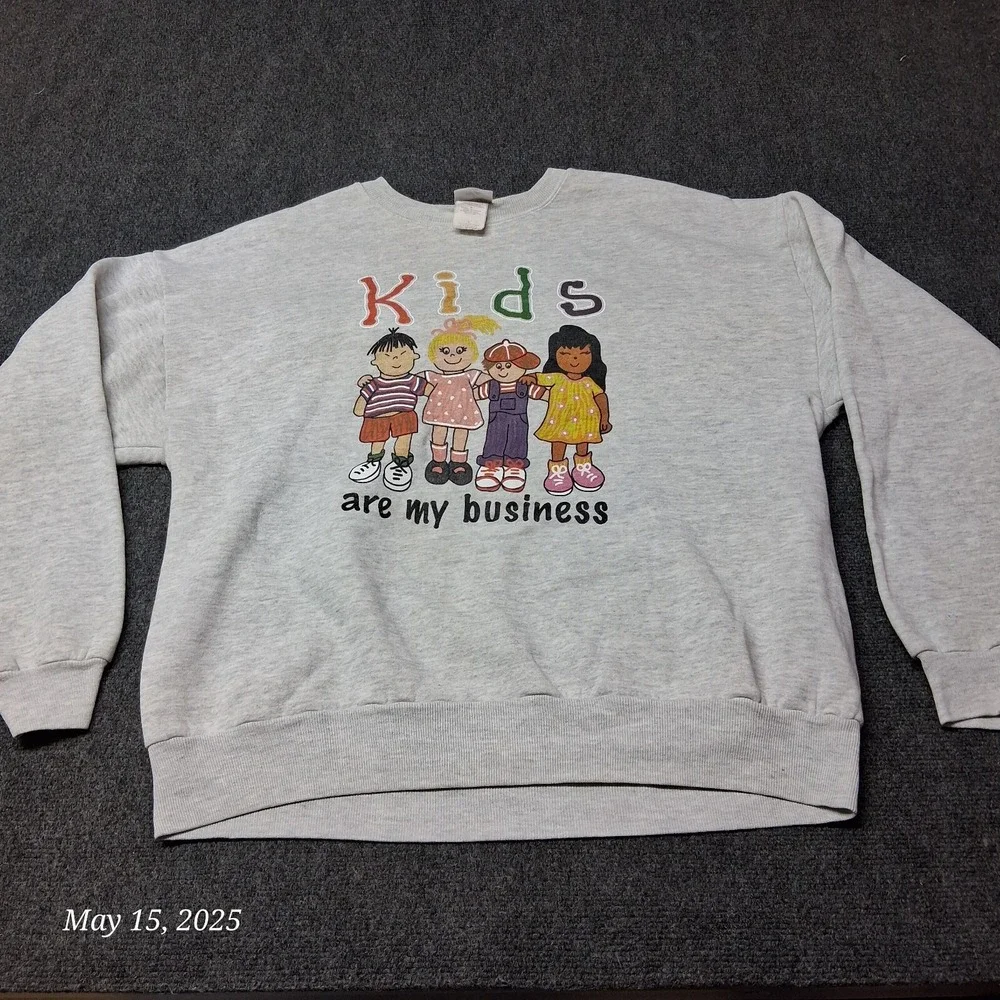 Kids Are My‎ Business Sweatshirt Adult Size XL Gray JerZees Gray Crew Neck